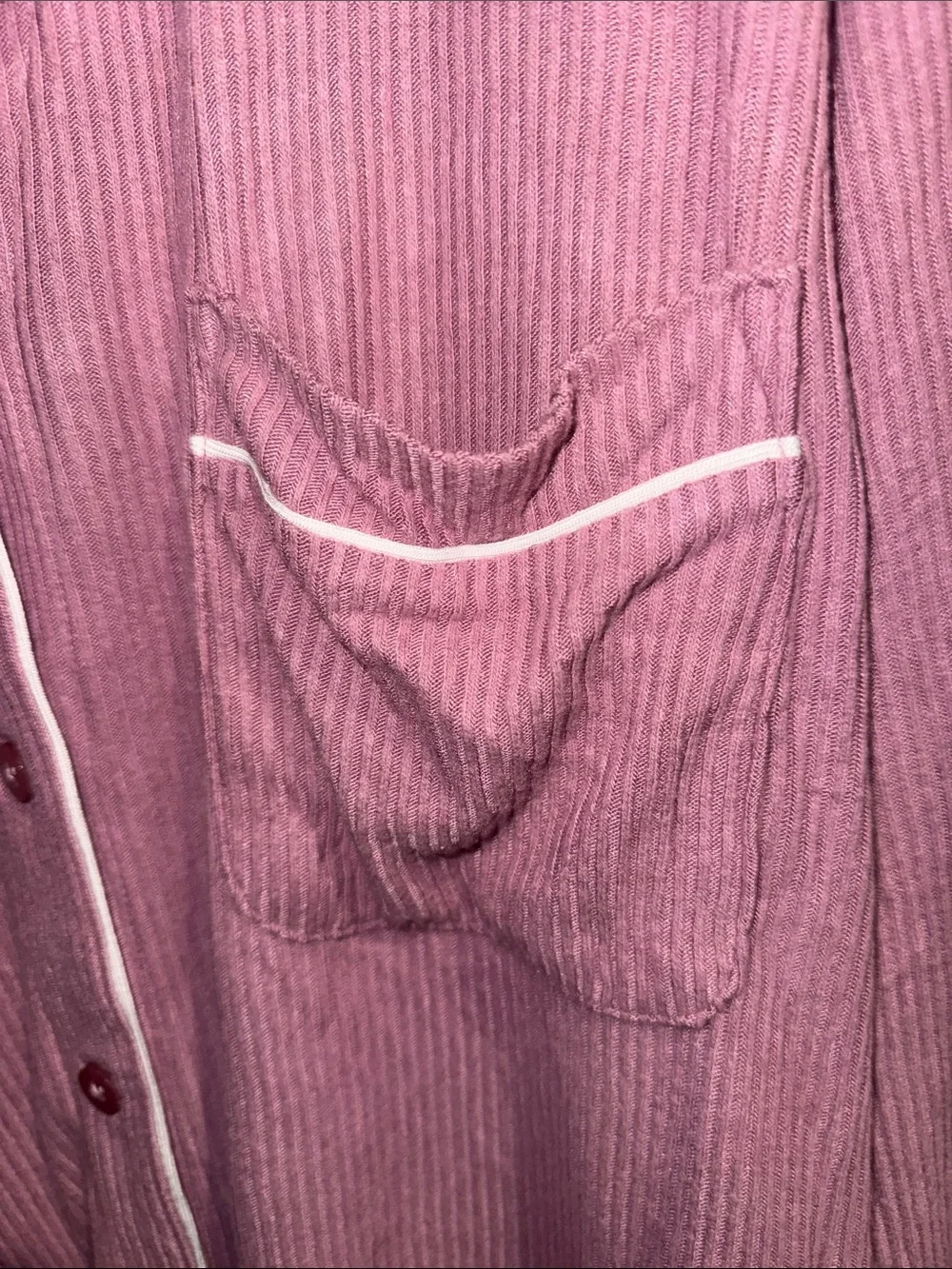 Auden Rose Pink Waffle Knit Pajama Set with White Piping